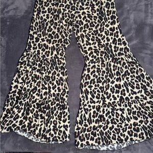 Leopard Print Ruffle Hem Pants